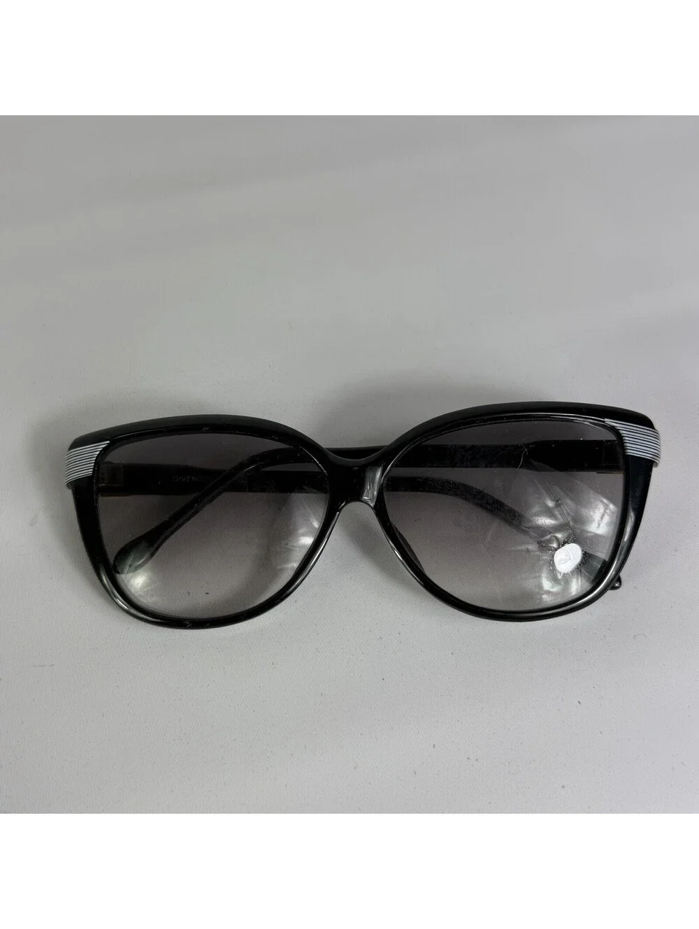 Givenchy Vintage Sunglasses Black Gold Striped val Cat Eye Womens